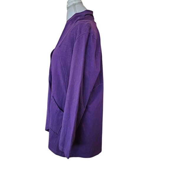 Habitat Womens M Purple Cardigan Sweater Jersey Knit Stretch 1 Button Lagenlook - Picture 3 of 9